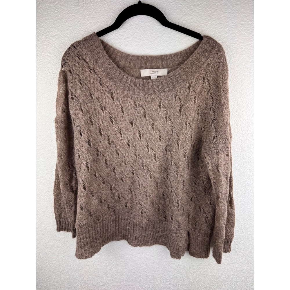Womens Chocolate Brown M Cozy Knit‎ Pullover Sweater Wool Mohair Minimalist Soft